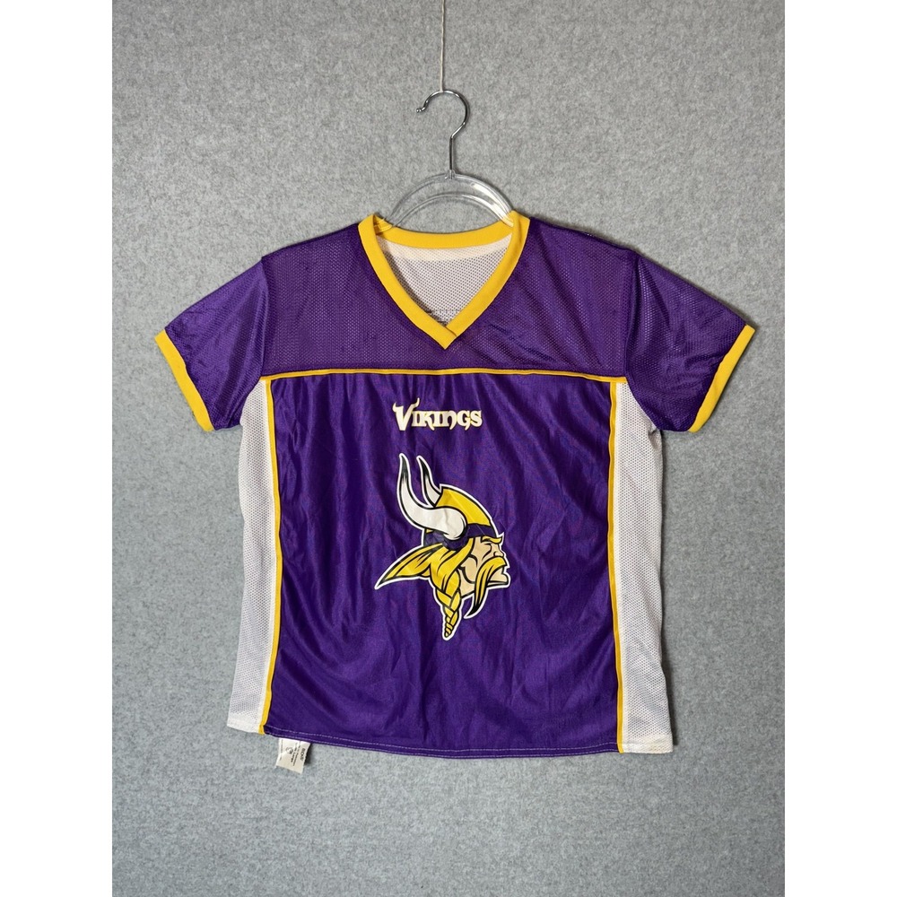 Minnesota Vikings Shirt Youth Large Reversible NFL Football Flag Tee